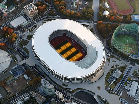 The new National Stadium, main stadium for the 2020 Tokyo Olympics and Paralympics, is seen after its completion in Tokyo. (Photo | AP)