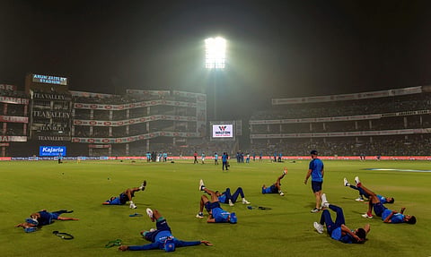 Despite alarming pollution levels in Delhi, 25,000 cricket-crazed fans were in attendance to watch the India vs Bangladesh T20 match. (Photo | PTI)