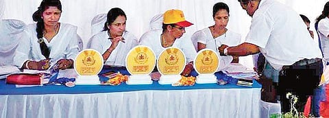 Plastic banners were present at the sports meet in Karwar