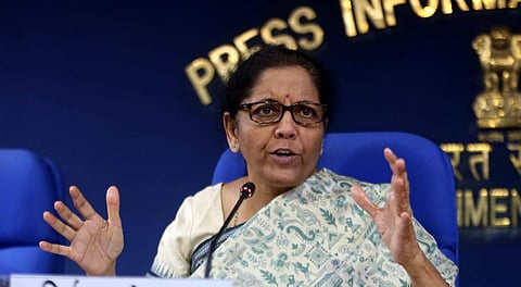 Union Finance minister Nirmala Sitharaman briefs the media on Cabinet decisions in New Delhi on Wednesday. (Photo | EPS/Shekhar Yadav)