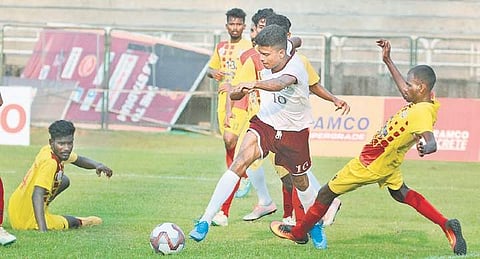 Action from the match between Karnataka and Puducherry | Manu R mavelil