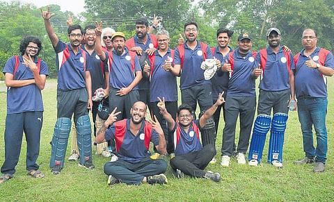 South Zone players pose after winning the JK Bose Trophy, in Nagpur on Friday.
