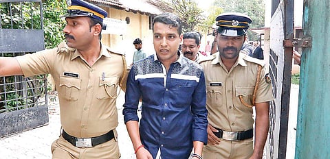 First accused Pulsar Suni returning to jail after he was produced before Additional Sessions Court as part of preliminary hearing in actor abduction and rape case | Arun Angela