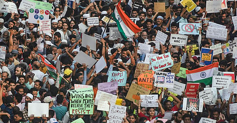 Protesters arrive to participate in a rally against the amended Citizenship Act and NRC, at August Kranti Maidan in Mumbai, Thursday, Dec. 19, 2019. (Photo | PTI)