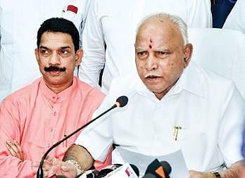 BS Yediyurappa addresses the press in Mangaluru | Rajesh Shetty Ballalbagh