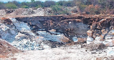 A limestone mine at Konanki village under Piduguralla mandal of Guntur district | EXPRESS