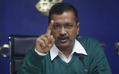 Delhi CM Arvind kejriwal during the press confrence in New Delhi. (Photo | EPS/ Arun Kumar)