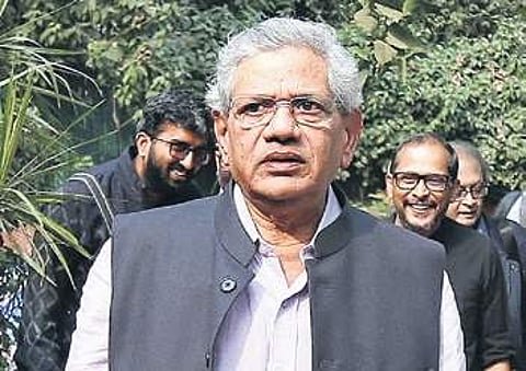 Sitaram Yechury arrives for the press conference. | arun kumar