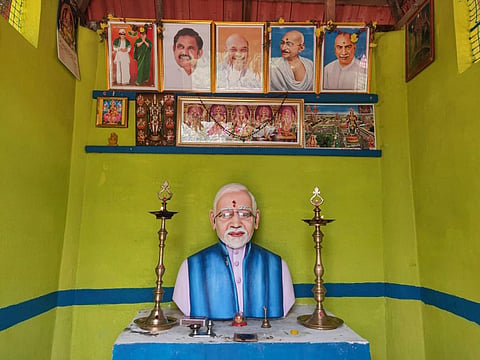 A farmer P Sankar of Tiruchirappalli district in Tamil Nadu has built a temple for Prime Minister Narendra Modi. (Photo| PTI)