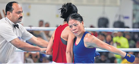 MC Mary Kom refused to hug or give a handshake to Nikhat Zareen after the Olympic Qualifier trial bout in New Delhi on Saturday | Shekhar Yadav