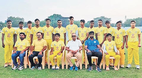 Sri Ramakrishna MHSS, winners of the Junior Super Kings T20 championship