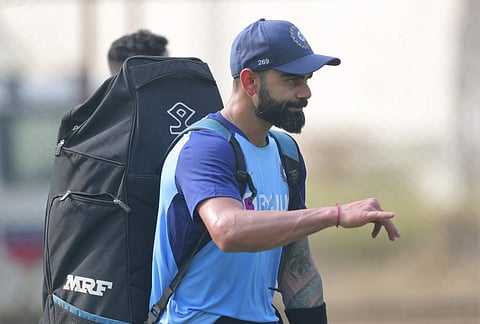 India's captain Virat Kohli gestures as he leaves the nets. (Photo | AP)
