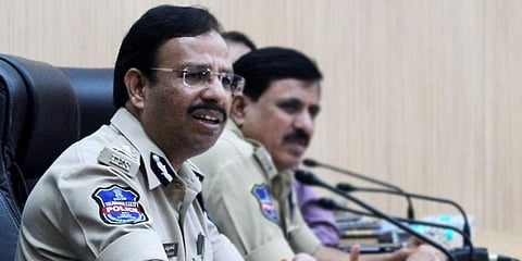 Cyberabad Police Commissioner V C Sajjanar, speaks to reporters. (Photo | EPS)