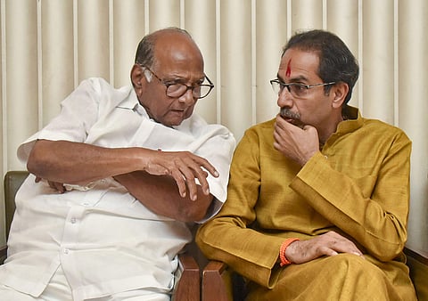Shiv Sena chief Uddhav Thackeray with NCP chief Sharad Pawar (File Photo | PTI)