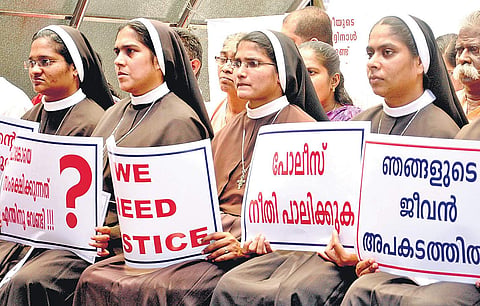 Nuns of Joint Christian Council protesting in Kochi against the delay in arresting Bishop Franco Mulakkal | File photo