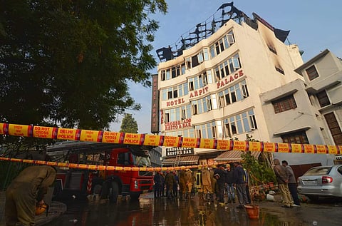 Karol Bagh's Arpit Palace hotel where a fire killed 17 people. (Naveen Kumar | EPS)