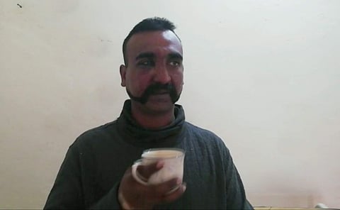 In this image taken from video released by Pakistan's military, showing what they claim to be an Indian pilot who was captured after his plane was shot down by Pakistan's Air Force. | AP