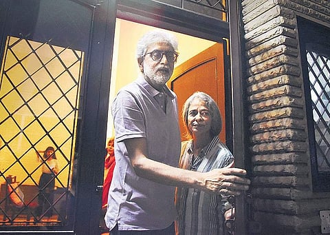 Activist Gautam Navlakha and Sehba Hussain at their residence after the Delhi High Court on Monday freed him from house arrest | (Parveen Negi | EPS)