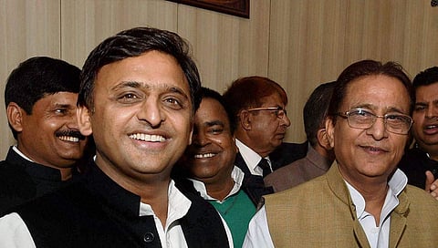 In 2014, Akhilesh's (L) father Mulayam had scored 35.43 per cent votes in Azamgarh defeating his nearest rival Ramakant Yadav of the BJP by a margin of around 63,000 votes. (Photo | PTI)