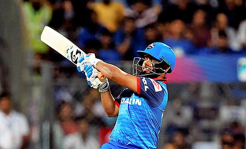 Delhi Capitals batsman Rishab Pant plays a shot during an IPL T-20 match against Mumbai Indians. (Photo | PTI)