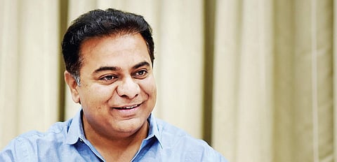 TRS working president and star campaigner KT Rama Rao during an interview with select media houses, in Hyderabad on Thursday | R Satish Babu