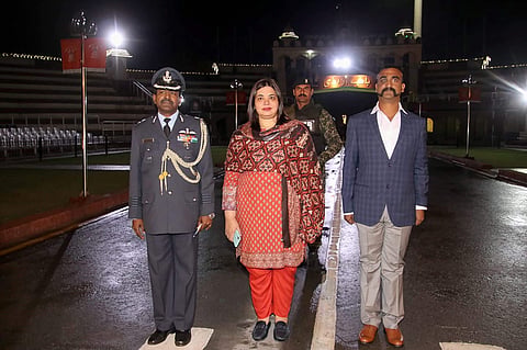 Indian Air Force IAF pilot Wing Commander Abhinandan Varthaman as he is released by Pakistan authorities at Wagah border on the Pakistani side Friday March 1 2019. | PTI