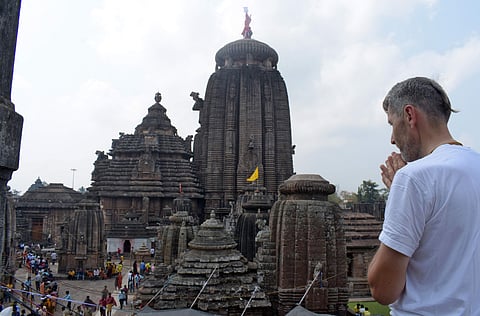 Rituals at the Lingaraj Temple were disrupted for hours on Friday after a Romanian tourist was found inside the temple premises on Friday.