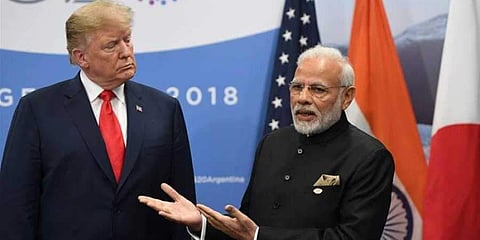 US president Donald Trump ( Left) and Indian Prime Minister Narendra Modi (Photo | AP)