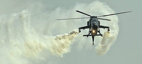 HAL’s Light Combat Helicopters, which were displayed at the air show in Bengaluru, are close to being inducted into the Indian Air Force and could add significant traction to HAL’s sales performance | Vinod Kumar T