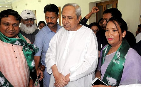 Sunita Biswal with the the Odisha Chief Minister Naveen Patnaik. (Photo | EPS)