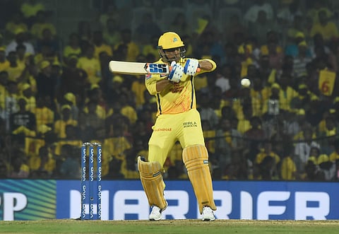 CSK captain MS Dhoni bats against Rajasthan Royals at the MA Chidambaram Stadium (Photo | Ashwin Prasath/EPS)