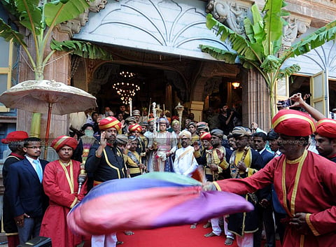 Scion of Mysuru royal family Yaduveer Krishnadatta Chamaraja Wadiyar during private Dasara in Mysuru. (Udayashankar S | EPS)