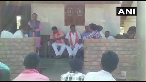 Katara while campaigning for the BJP candidate Jasvantsinh Sumanbhai Bhabhor in Dahod. (Photo | ANI)