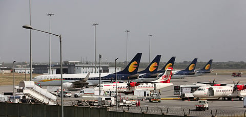 Jet Airways planes at Indira Gandhi International Airport in New Delhi (Photo | EPS)