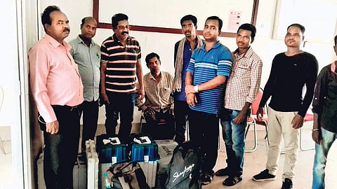 Polling officials of Barahala booth at Phulbani I Express