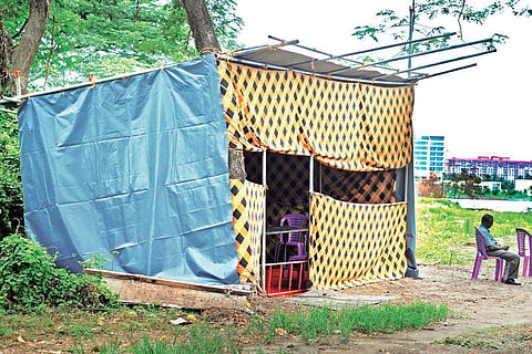 The temporary booth at Ramanthuruthu, which has only 19 voters, all set for the polling to the Lok Sabha elections which will be held on Tuesday | A Sanesh