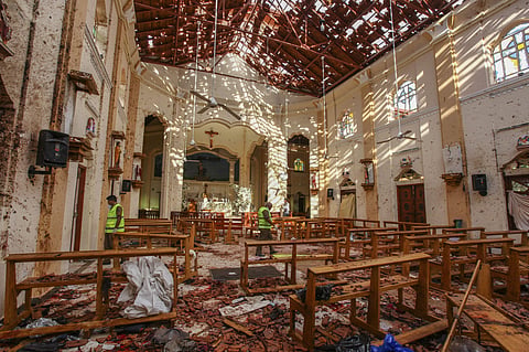 A view of St. Sebastian's Church damaged in blast in Negombo, north of Colombo, Sri Lanka, Sunday, April 21, 2019. | AP