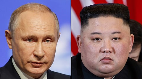 Russian President Vladimir Putin nand North Korean leader Kim Jong Un