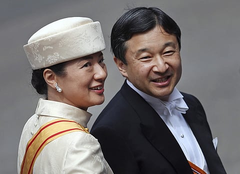 , Japan's Crown Prince Naruhito and Crown Princess Masako pose for a photo at their residence Togu Palace in Tokyo. (Photo | AP)