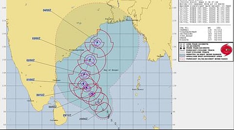 The projected track of Cyclone Fani by Joint Typhoon Warning Centre