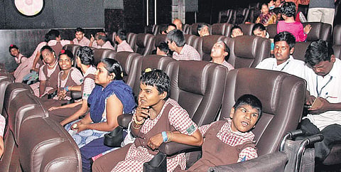 A sensory-friendly show for individuals with special needs was held at Sathyam Cinemas Debadatta Mallick