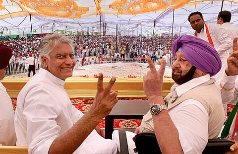 Punjab BJP president Sunil Jakharwith former CM Amarinder Singh.
