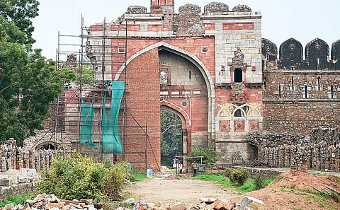 A view of Sher Shah Darwaza at Mathura Road in New Delhi which is under renovation | Naveen Kumar