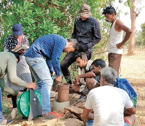 The survey team during their research near Kumudvathi river | Express