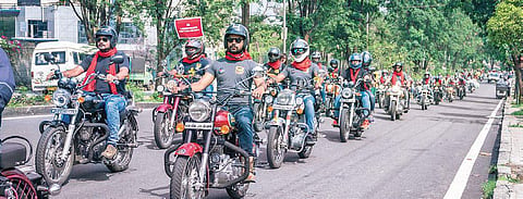 Participants at the bike rally in the city in 2017 to raise awareness against the social stigma