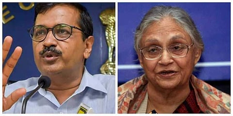 Delhi CM Arvind Kejriwal (L) and Delhi Congress chief Sheila Dikshit(R). (File | Agencies)