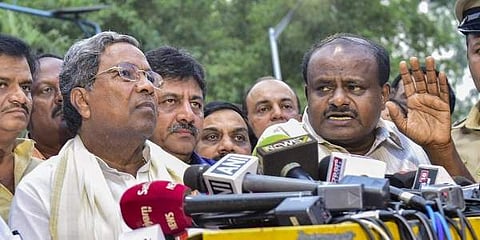 Karnataka Congress chief Siddaramaiah and JD S President HD Kumaraswamy. (Photo | File/ EPS)