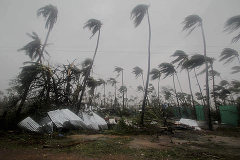 Plane with no deaths Damaged structures and tress are seen amid gusty winds of cyclone Fani. (Photo: AP)