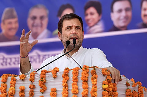 Congress President Rahul Gandhi addresses an election campaign for Lok Sabha polls in Sirsa | PTI