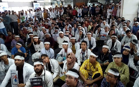 Doctors at Delhi protesting against the rape and murder of PG trainee doctor in Kolkata